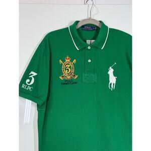 Ralph Lauren Polo Rugby Big Pony #3 Green Summer Vented Casual Preppy Mens Small